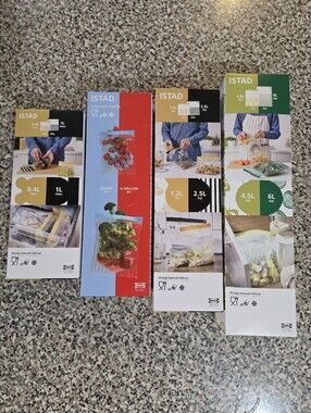 IKEA ISTAD Resealable Bag Packs in Blue, Red, Yellos and Black - Mix Sizes